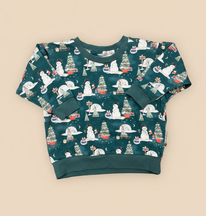 Oversized Sweater Wintertraum mit Schneemännern Gr. 86
