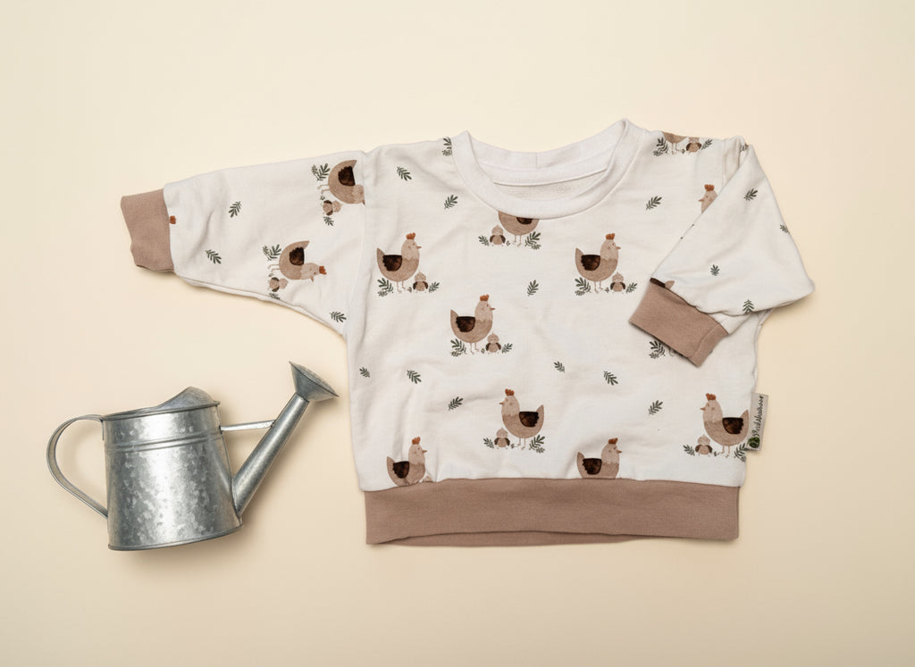 Oversized Pullover Glucke mit Küken Gr. 68
