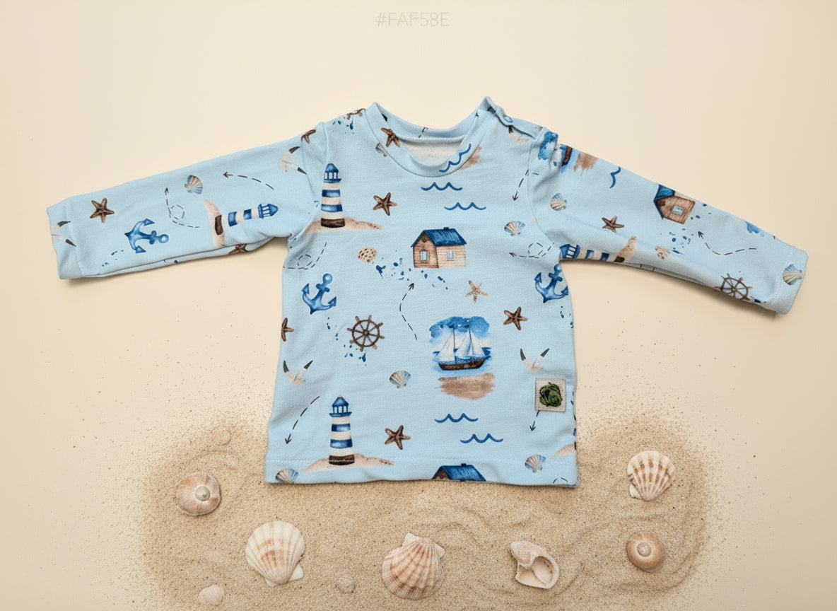 Langarmshirt Maritim mit Knopfleiste Gr. 68