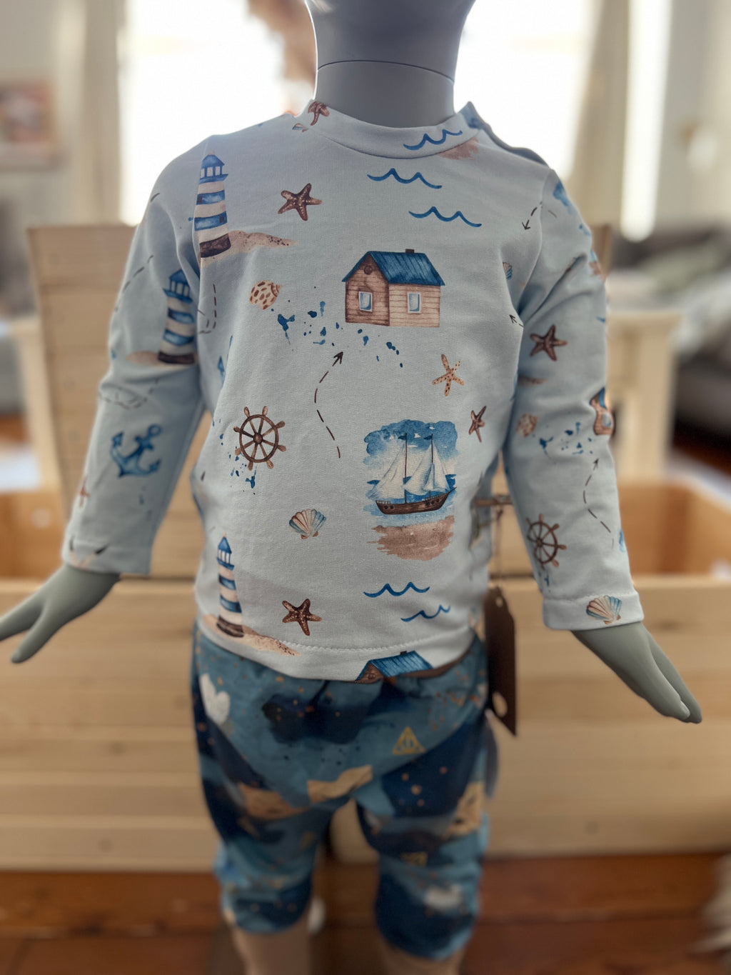 Langarmshirt Maritim mit Knopfleiste Gr. 68