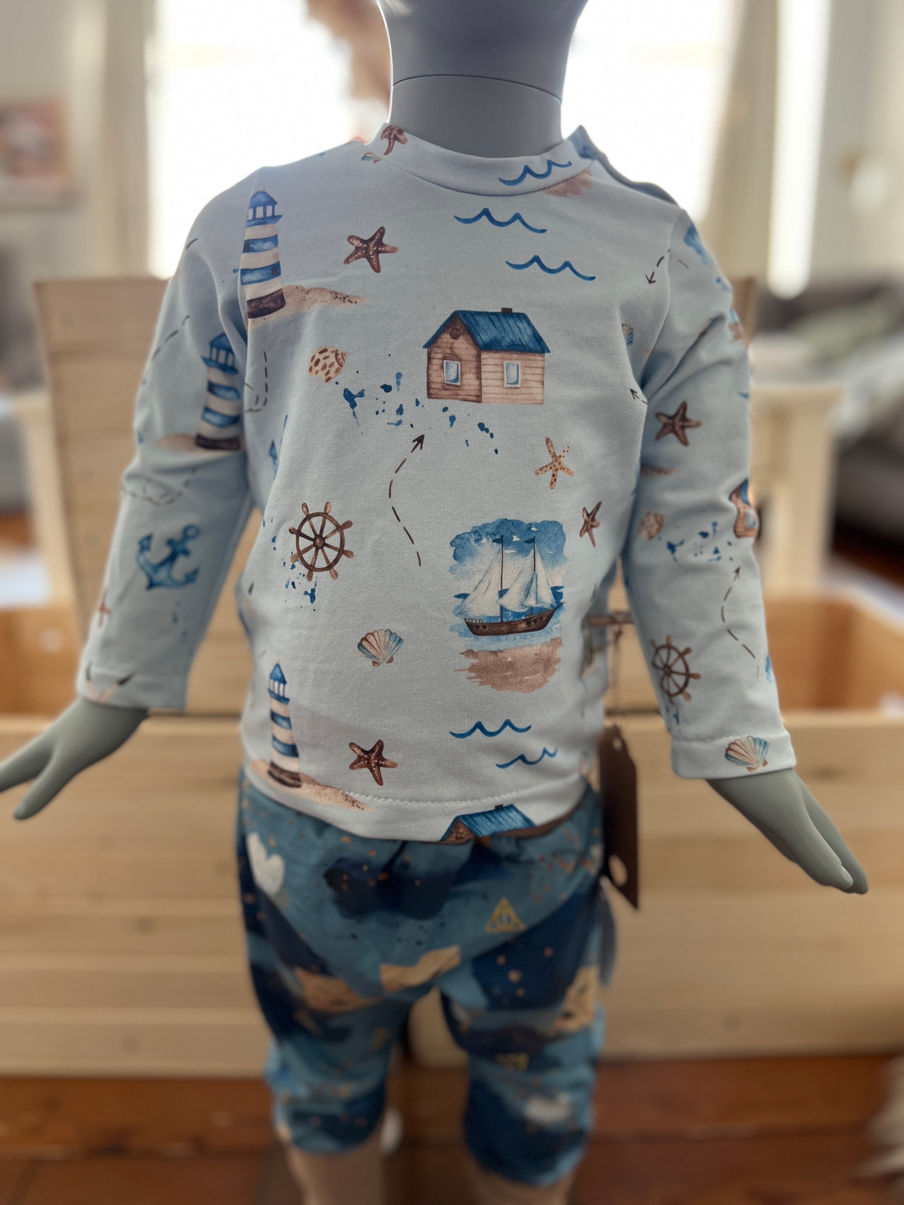 Langarmshirt Maritim mit Knopfleiste Gr. 68